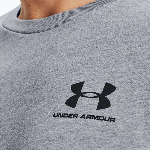 Pánské tréninkové tričko Under Armour Sportstyle Left Chest SS steel light heather/black