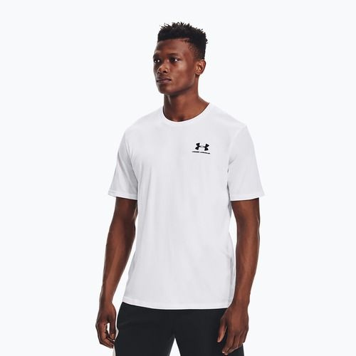 Pánské tréninkové tričko Under Armour Sportstyle Left Chest SS white/black