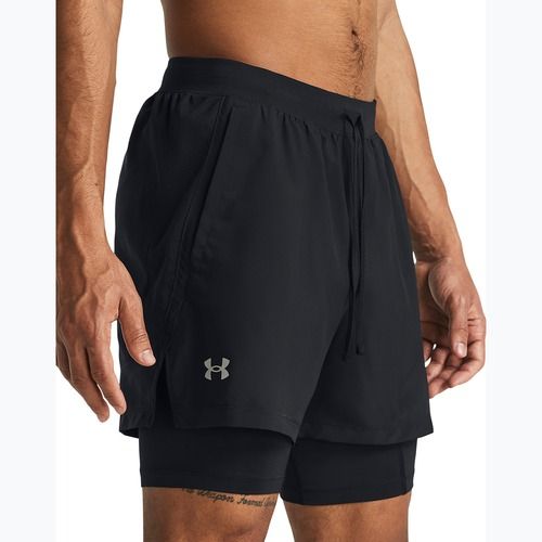 Pánské běžecké šortky Under Armour Launch 5" 2v1 black/black/reflective