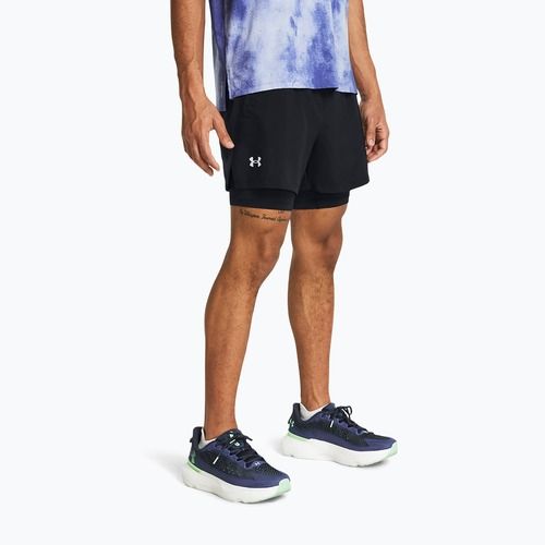 Pánské běžecké šortky Under Armour Launch 5" 2v1 black/black/reflective
