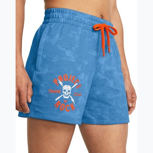 Dámské sportovní kraťasy  Under Armour Project Rock Underground Terry viral blue/phoenix/white