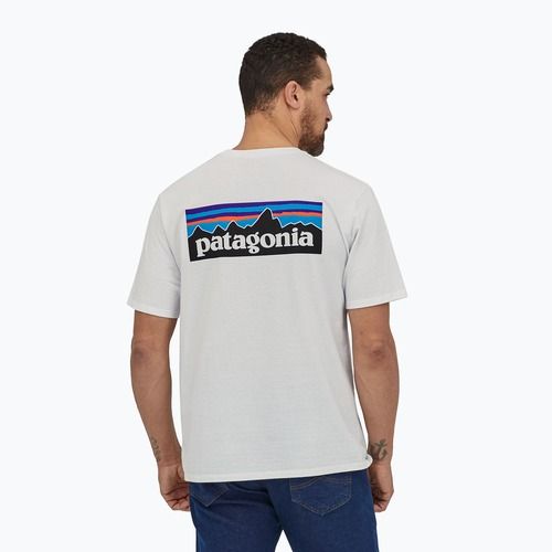 Pánské trekingové tričko Patagonia P-6 Logo Responsibili-Tee white