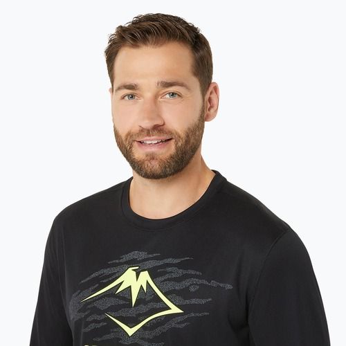 Pánské běžecké tričko longsleeve ASICS Fujitrail Logo black/graphic grey/safety yellow