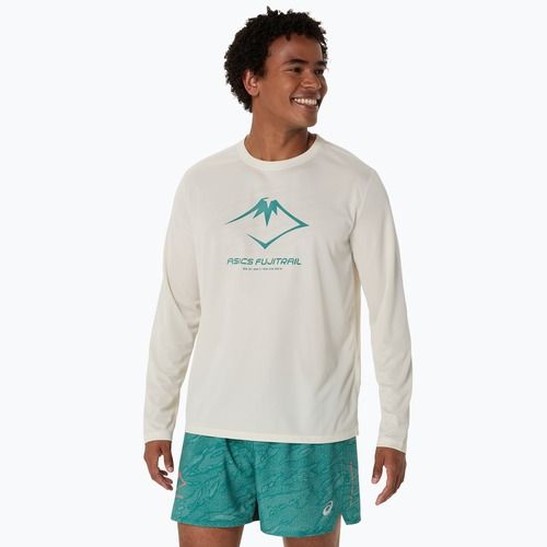 Pánské běžecké tričko Longsleeve ASICS Fujitrail Logo birch/white sage/rainy lake