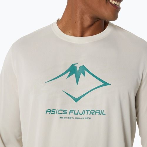 Pánské běžecké tričko Longsleeve ASICS Fujitrail Logo birch/white sage/rainy lake