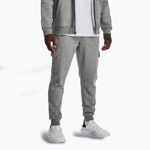 Pánské kalhoty Under Armour Rival Fleece Cargo Jogger castlerock light heather / white
