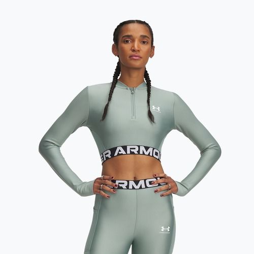 Dámský fitness top Under Armour Heat Gear Rib 1/4 Zip silica green/silica green/white