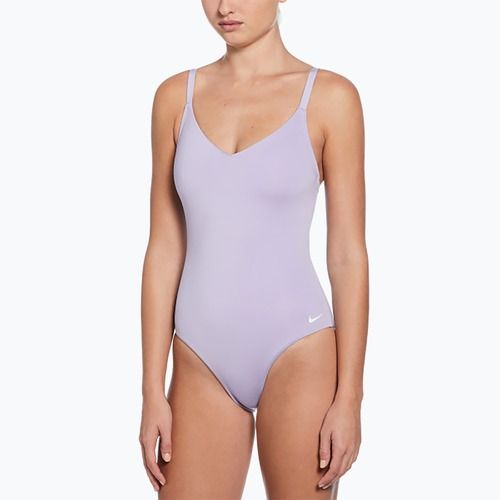 Dámské jednodílné plavky Nike Essential V-Neck hydrangeas