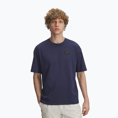 Pánská tričko Under Armour Woven Label Heavyweight washed navy/black