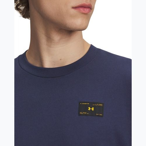 Pánská tričko Under Armour Woven Label Heavyweight washed navy/black