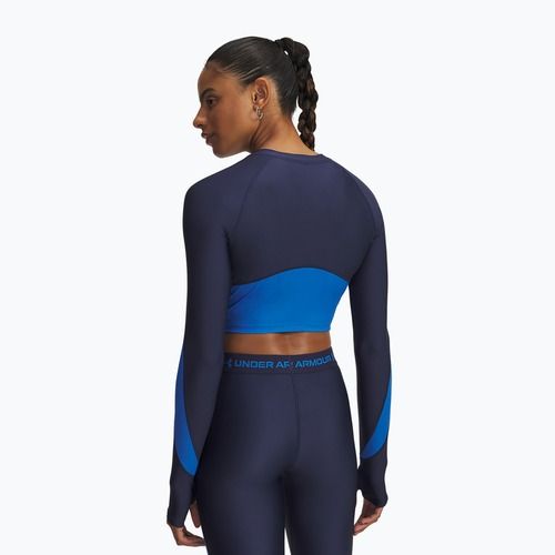 Dámské tréninkové tričko Longsleeve Under Armour HeatGear Rib 1/4 Zip washed navy/blue atlantis/blue atlantis
