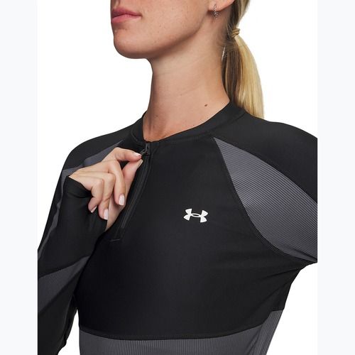 Dámské tréninkové tričko Longsleeve Under Armour HeatGear Rib 1/4 Zip black/castlerock/white