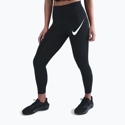 Dámské běžecké legíny Nike Tempo Swoosh Run High-Waisted 7/8 black/white