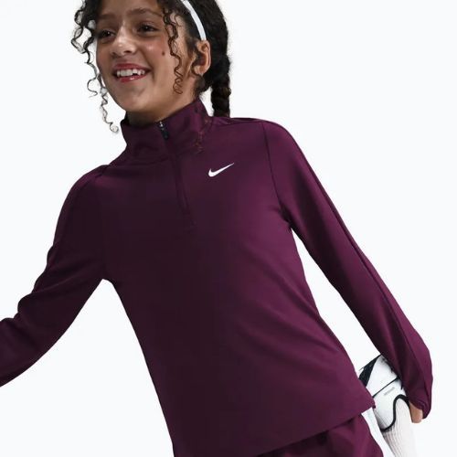 Dětské tréninkové tričko Longsleeve Nike Dri-Fit 1/4 Zip bordeaux/white