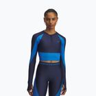 Dámské tréninkové tričko Longsleeve Under Armour HeatGear Rib 1/4 Zip washed navy/blue atlantis/blue atlantis