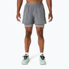 Pánské běžecké šortky ASICS Road 2N1 5IN clay grey/steel grey/illuminate green