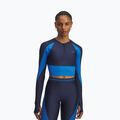 Dámské tréninkové tričko Longsleeve Under Armour HeatGear Rib 1/4 Zip washed navy/blue atlantis/blue atlantis