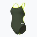 Dámské jednodílné plavky arena Lace Back Solid dark sage/artic lime 4