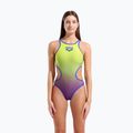 Dámské jednodílné plavky arena One Shaded Print Tech One Back artic lime violetta multi/neon blue 5