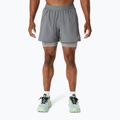 Pánské běžecké šortky ASICS Road 2N1 5IN clay grey/steel grey/illuminate green