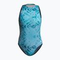 Dámské jednodílné plavky ZONE3 High Neck Costume teal tie dye