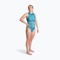 Dámské jednodílné plavky ZONE3 High Neck Costume teal tie dye 4