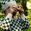 Dětská zimní čepice KID STORY  Merino green chessboard 8