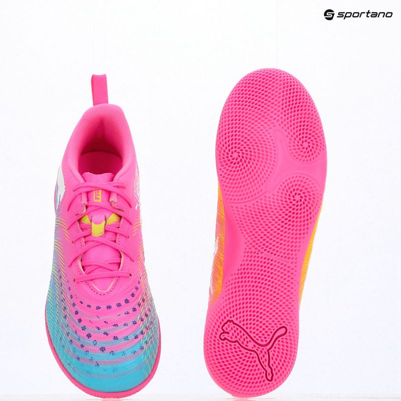 Dětské kopačky PUMA Future 9 Play IT Jr poison pink/puma wht/sun stream/bright aqua/puma blk 9