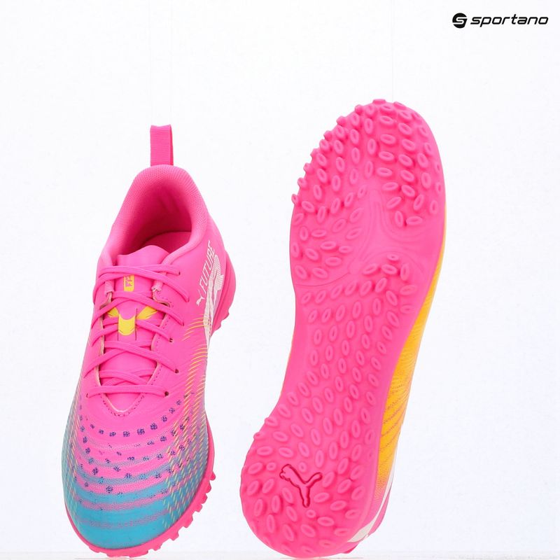 Dětské kopačky PUMA Future 9 Play TT poison pink/puma white/sun stream/bright aqua/puma black 9