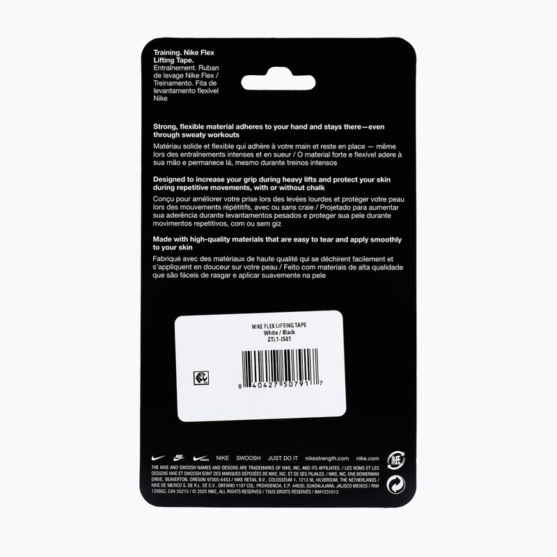 Elastický kohezivní obvaz Nike Strenght Flex Lifting Tape bílá/černá 8