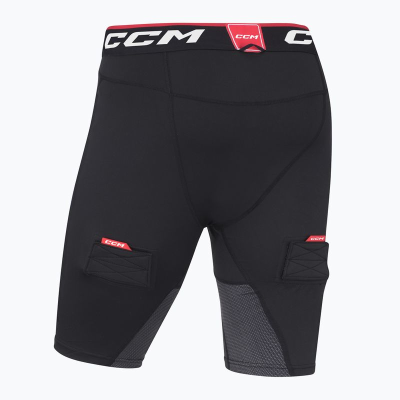 Pánské hokejové šortky CCM Ribano Compresion SR s kšandami černé 2