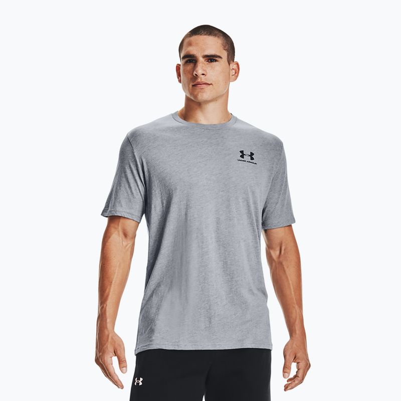 Pánské tréninkové tričko Under Armour Sportstyle Left Chest SS steel light heather/black