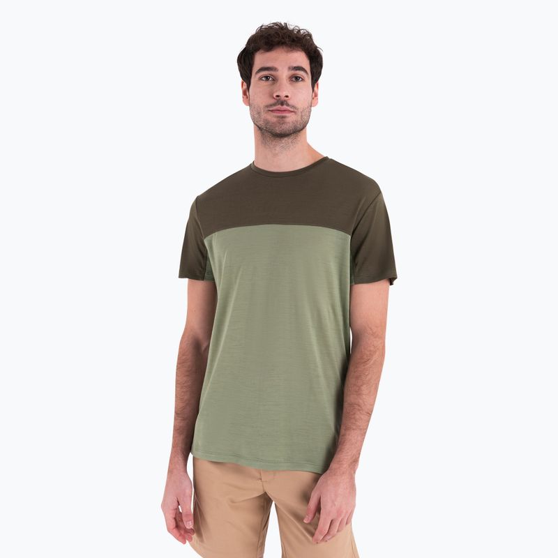 Pánské trekingové tričko icebreaker Merino Cool-Lite Sphere III SS Tee Colour Block lichen/loden