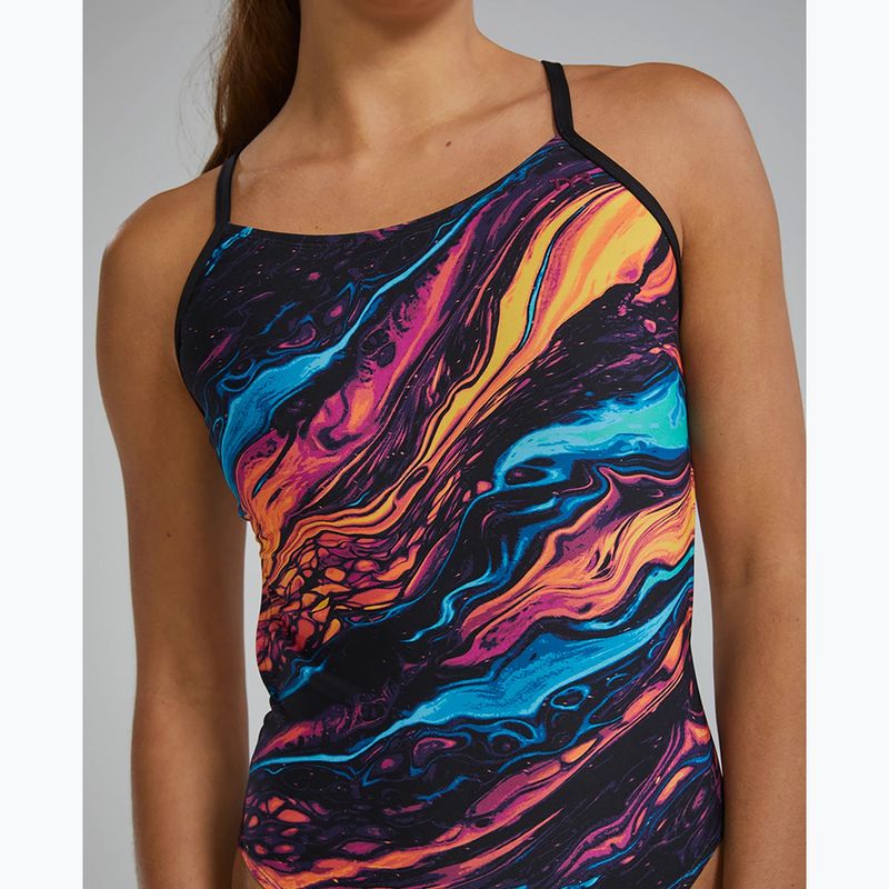 Dámské jednodílné plavky Tyr Durafast Elite Magmata Cutoutfit gold/multi/rainbow 5