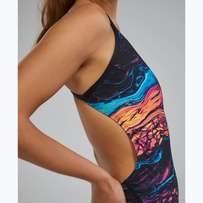 Dámské jednodílné plavky Tyr Durafast Elite Magmata Cutoutfit gold/multi/rainbow 7