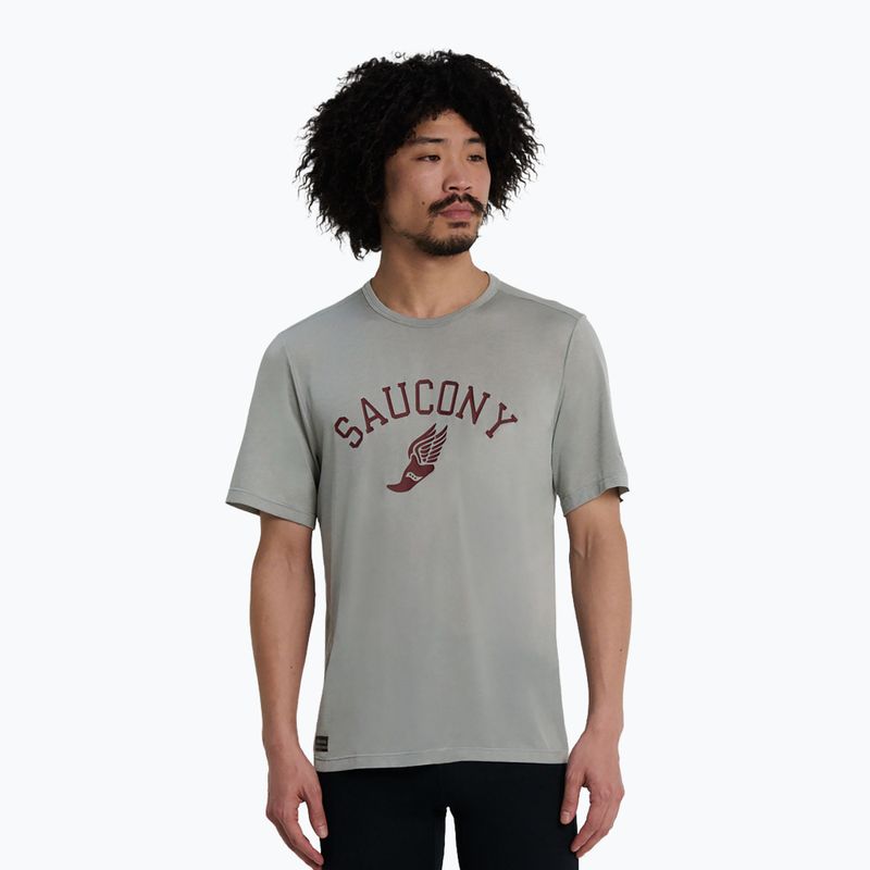 Pánské běžecké tričko Saucony Stopwatch light grey heather