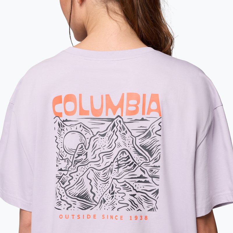 Dámské trekkingové tričko Columbia Rolling Bend Graphic Oversized Tee lavender pearl/mountainview 6