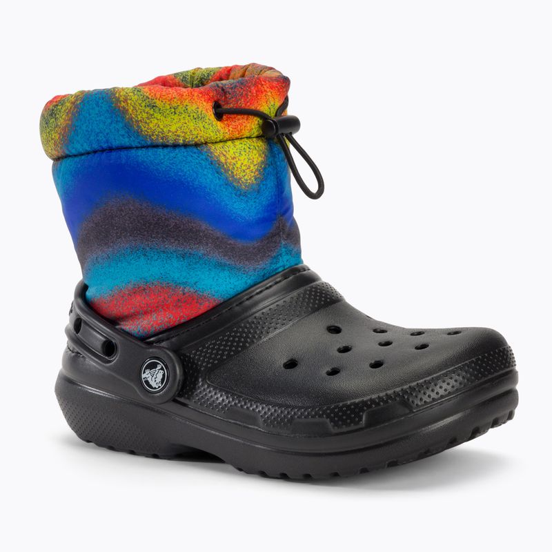 Dětské sněhule Crocs Classic Lined Spray Dye Boot Kids black/multi