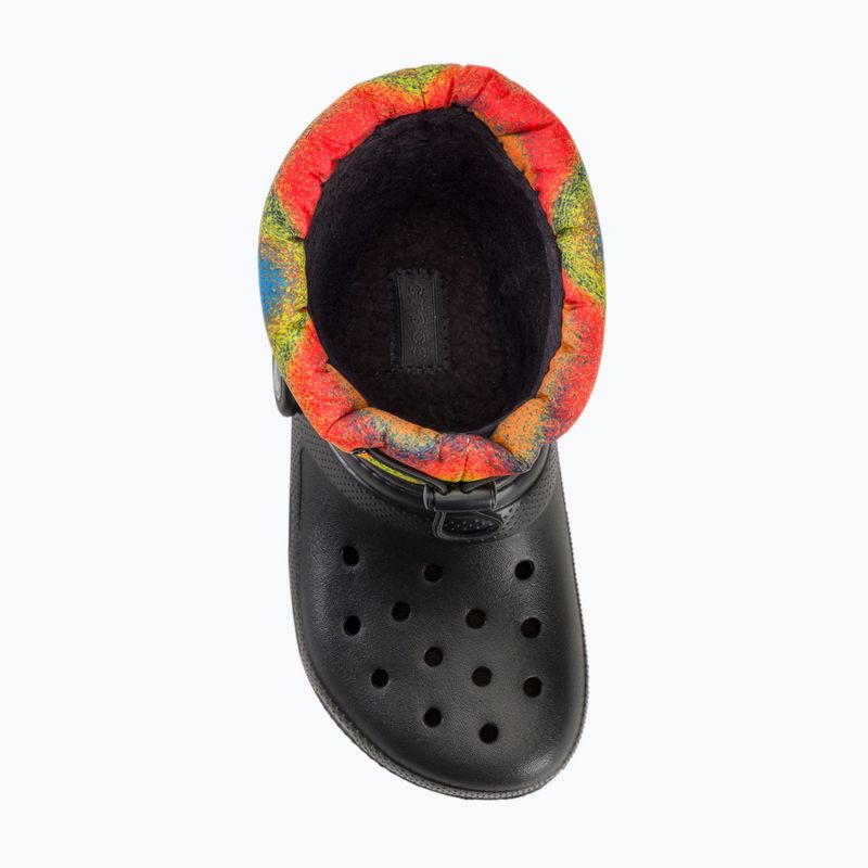 Dětské sněhule Crocs Classic Lined Spray Dye Boot Kids black/multi 5