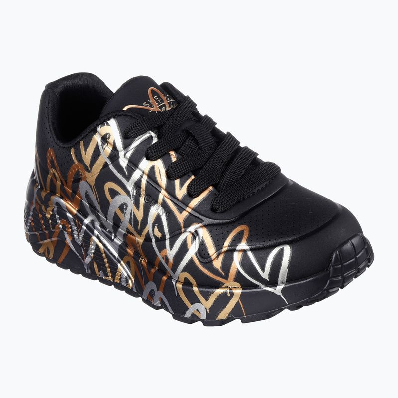 Dětské boty SKECHERS JGoldcrown Uno Lite Metallic Love black/gold 8