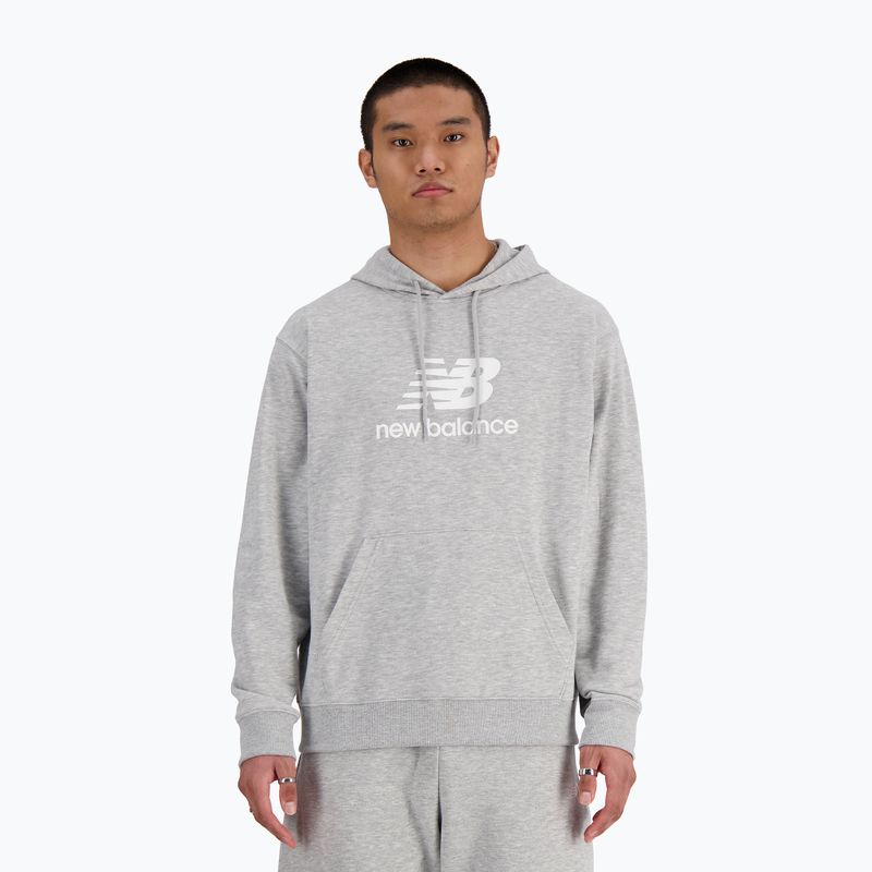 Pánská mikina New Balance Stacked Logo French Terry Hoodie athletic grey