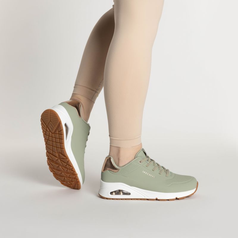 Dámské boty SKECHERS Uno Shimmer Away sage/rose gold/mesh 2