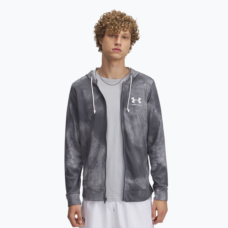 Pánská mikina Under Armour Rival Terry Printed FZ castlerock/onyx white