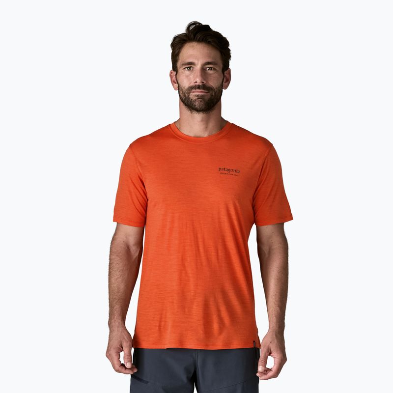 Pánské tričko Patagonia Cap Cool Merino Blend Graphic Shirt heritage header/coal orange