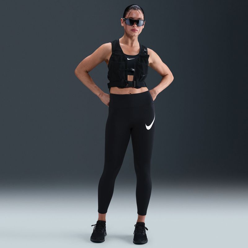 Dámské běžecké legíny Nike Tempo Swoosh Run High-Waisted 7/8 black/white 7