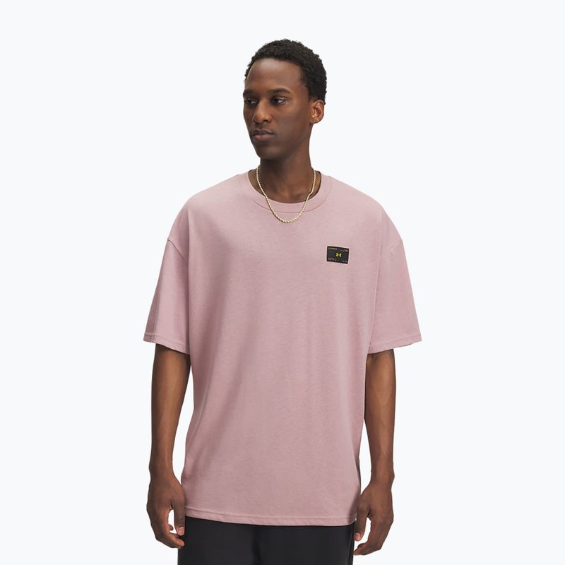 Pánská tričko Under Armour Woven Label Heavyweight tourmaline pink/black