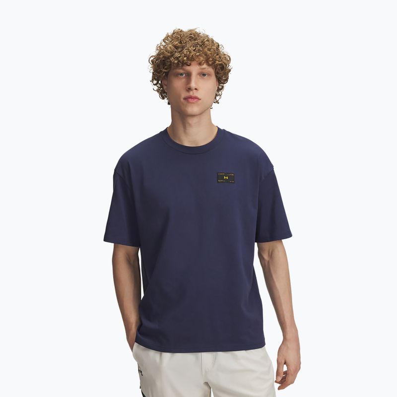 Pánská tričko Under Armour Woven Label Heavyweight washed navy/black
