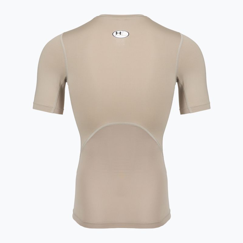 Pánské tréninkové tričko Under Armour HG Armour Comp timberwolf taupe/white 2
