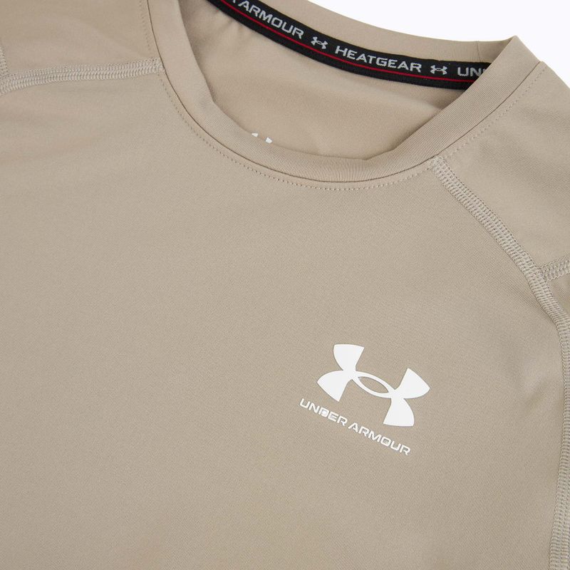 Pánské tréninkové tričko Under Armour HG Armour Comp timberwolf taupe/white 3
