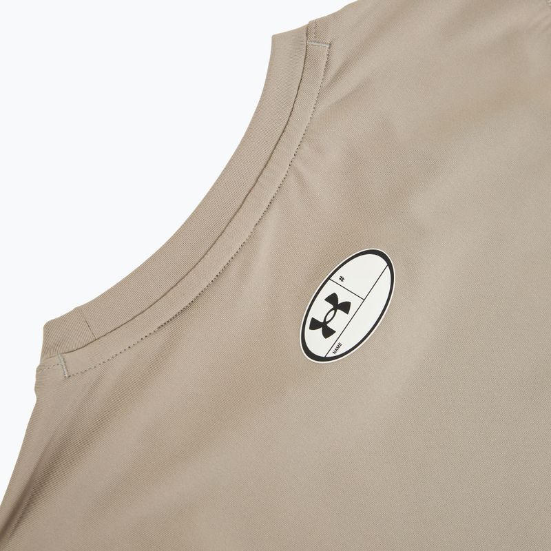 Pánské tréninkové tričko Under Armour HG Armour Comp timberwolf taupe/white 4
